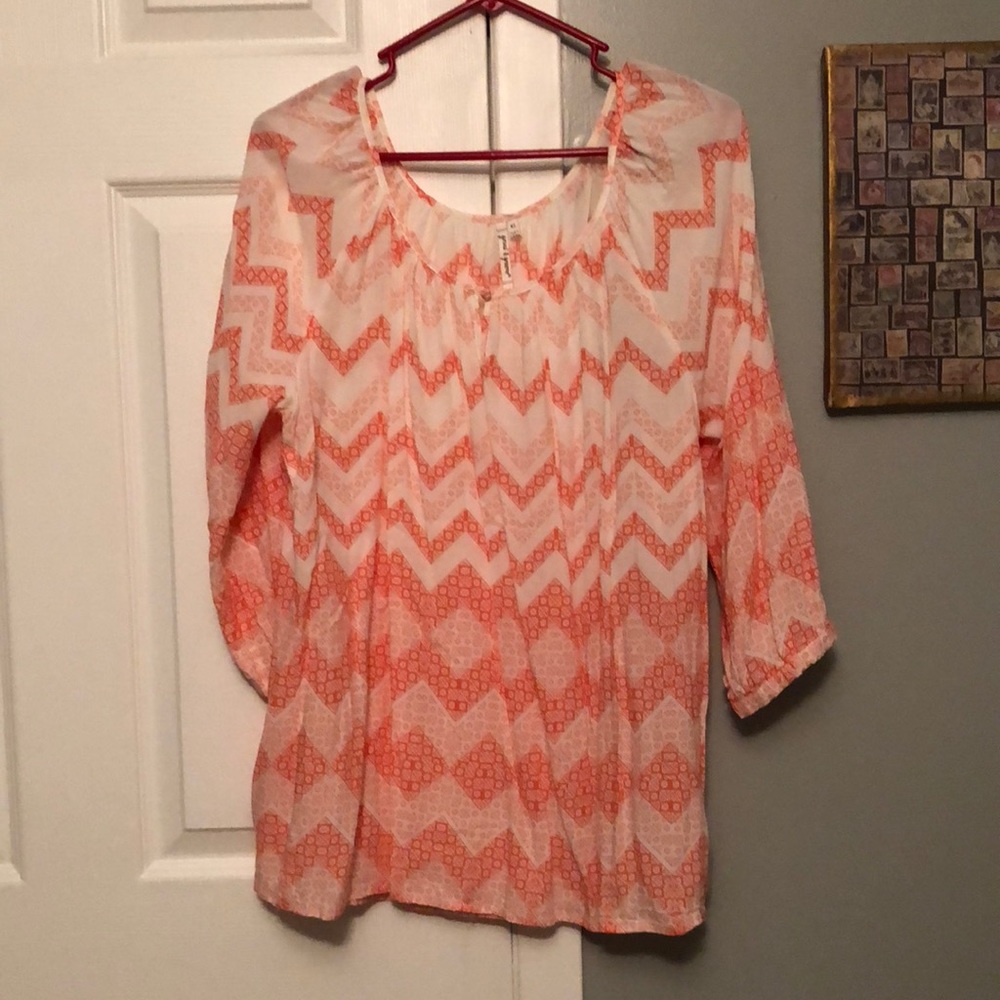 Orange and white chevron blouse